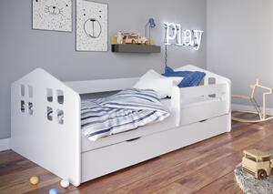 Dětská postel WINDOWS se šuplíkem - bílá 180x80 cm