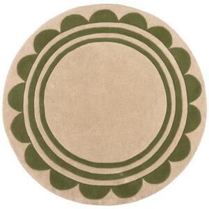 Flair Rugs, Ručně všívaný kusový koberec Lois Scallop Green kruh, 120x120 (průměr) kruh, zelená, chodba / předsíň