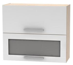 Horní výklopná kuchyňská skříňka se sklem NOPL-016-OH Noliana (bílá + dub sonoma). 1015423