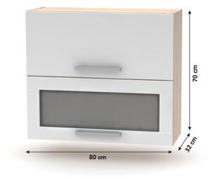 Horní výklopná kuchyňská skříňka se sklem NOPL-016-OH Noliana (bílá + dub sonoma). 1015423