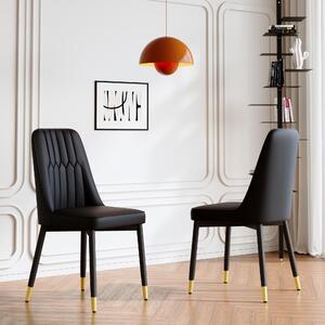 Sada dvou jídelních židlí, opěradlo z umělé kůže, kovové nohy, univerzální design (černá barva)