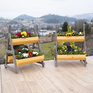 TEMPO Dřevěný stojan na květiny, přírodní / šedá, Beron