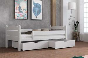Dětská postel z masivu borovice MATES se šuplíky - 200x90 cm - bílá