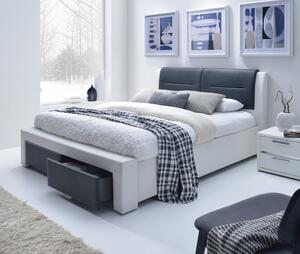 Dvoulůžková postel CASSANDRA S –⁠ 140x200, PU kůže, bílá/černá
