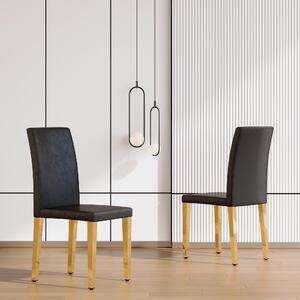 Sada dvou jídelních židlí, minimalistický design, potažené umělou kůží (PU), kovové nohy, lehce provedení (černá + zlatá)