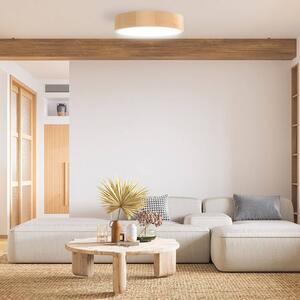 TEMAR LIGHTING Stropní světlo Cleo DR800, borové dřevo, Ø 80 cm, 6-ramenné, E27, stmívatelný, Světlé dřevo, Obývací pokoj / jídelna, Dřevo, Moderní