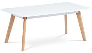 Konferenční stolek WAAT — 110x55x45 cm, bílá matná MDF, masiv buk