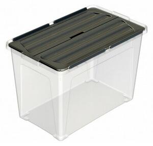 Multibox s připevněným víkem Eco 48 l, černé víko, 48 l