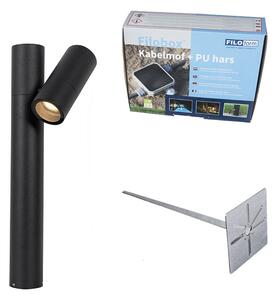 Venkovní lampa černá s hrotem do země a kabelovou průchodkou 50 cm IP44 - Solo Deluxe