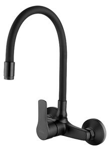 Invena Verso, nástěnná kuchyňská baterie 150mm s elastickým ramenem, černá matná, INV-BC-82-E44-L