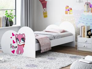 Dětská postel ZAMILOVANÁ KOČIČKA 160x80 cm (11 barev) + matrace ZDARMA