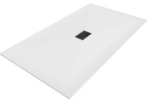 Mexen Hugo, obdélníková sprchová vanička SMC 150 x 100 cm, bílá, černá krytka, 42101015-B