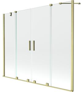 Mexen Velar Duo, 2-křídlová posuvná vanová zástěna 180 x 150 cm, 8mm čiré sklo, zlatý matný profil, 896-180-000-02-55