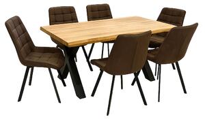 Vikio Jídelní set pro 6 osob 160x90 cm dub-hnědá VJS116-61H