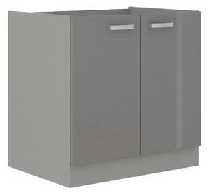 HezkýNábytek.cz Dolní kuchyňská skříňka 80 D 2F BB Pleitton (lesk šedý). 1015561