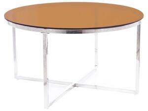 Konferenční stolek CRYSTAL A stříbrná/jantarové kouřové sklo