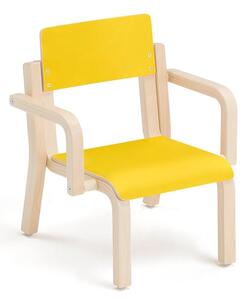 AJ Produkty Dětská židle DANTE, s područkami, výška 260 mm, bříza/žlutá