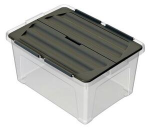 Multibox s připevněným víkem Eco 30 l, černé víko, 30 l