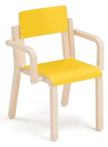 AJ Produkty Dětská židle DANTE, s područkami, výška 310 mm, bříza/žlutá