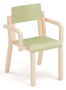 AJ Produkty Dětská židle DANTE, s područkami, výška 310 mm, bříza/zelená