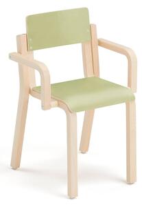 AJ Produkty Dětská židle DANTE, s područkami, výška 380 mm, bříza/zelená
