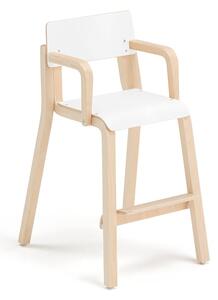 AJ Produkty Vysoká dětská židle DANTE, s područkami, výška 500 mm, bříza/bílá