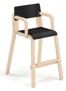 AJ Produkty Vysoká dětská židle DANTE, s područkami, výška 500 mm, bříza/černá