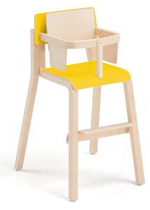 AJ Produkty Vysoká dětská židle DANTE, se zábranou, výška 500 mm, bříza/žlutá