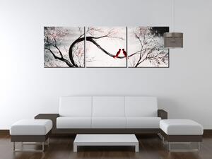 Obraz na plátně Ptačí láska - 3 dílný Rozměry: 90 x 30 cm