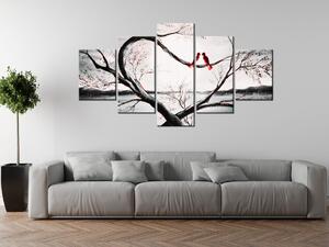Obraz na plátně Ptačí láska - 5 dílný Velikost: 100 x 63 cm