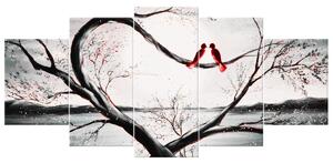 Obraz na plátně Ptačí láska - 5 dílný Velikost: 100 x 63 cm