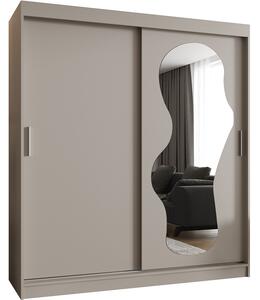 Šatní skřín s posuvnými dveřmi a zrcadlem ULTRA 180cm kašmír