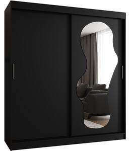 Šatní skřín s posuvnými dveřmi a zrcadlem ULTRA 180cm černá