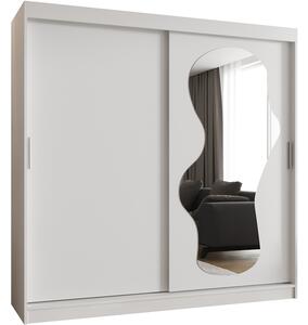 Šatní skřín s posuvnými dveřmi a zrcadlem ULTRA 200cm bílá