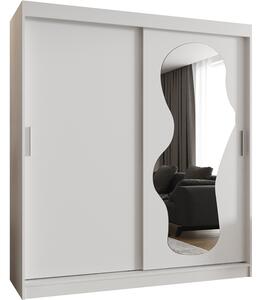 Šatní skřín s posuvnými dveřmi a zrcadlem ULTRA 180cm bílá