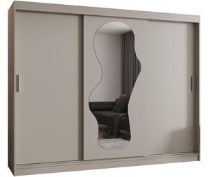 Šatní skřín s posuvnými dveřmi a zrcadlem ULTRA 250cm kašmírová
