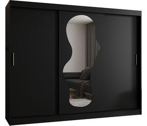 Šatní skřín s posuvnými dveřmi a zrcadlem ULTRA 250cm černá