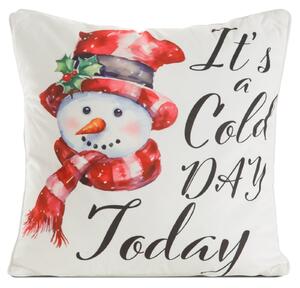 VÁNOČNÍ DEKORAČNÍ POVLAK NA POLŠTÁŘ SNOWMAN 45X45 CM VZOROVANÁ