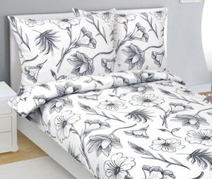 Bellatex Povlečení flanelové, Ibišek šedý - 140x200, 70x90 cm