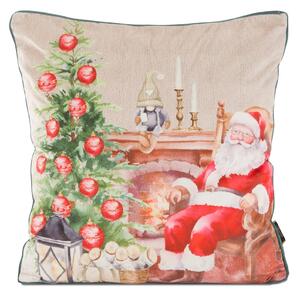 VÁNOČNÍ DEKORAČNÍ POVLAK NA POLŠTÁŘ SANTA5 45X45 CM VZOROVANÁ