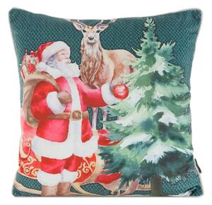 VÁNOČNÍ DEKORAČNÍ POVLAK NA POLŠTÁŘ SANTA6 45X45 CM VZOROVANÁ