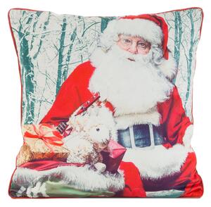 VÁNOČNÍ DEKORAČNÍ POVLAK NA POLŠTÁŘ SANTA1 45X45 CM VZOROVANÁ