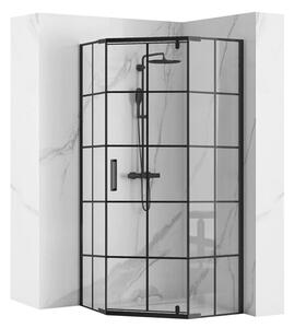 Rea - Hex jednodveřový sprchový kout 80 x 80 cm, černý profil - čiré sklo 6mm, REA-K8969