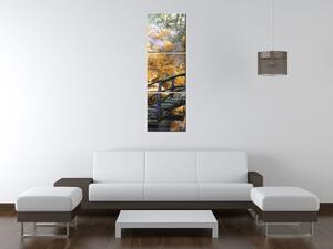 Obraz na plátně Zlatá Japonská zahrada - 3 dílný Rozměry: 30 x 90 cm