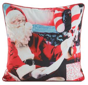 VÁNOČNÍ DEKORAČNÍ POVLAK NA POLŠTÁŘ SANTA2 45X45 CM VZOROVANÁ