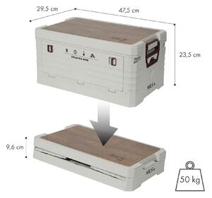 NCB4002 BÉŽOVÝ SKLÁDACÍ BOX S VÍKEM A DŘEVĚNOU DESKOU 2V1 32L NILS CAMP