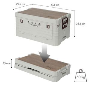 NCB4002 BÉŽOVÝ SKLÁDACÍ BOX S VÍKEM A DŘEVĚNOU DESKOU 2V1 32L NILS CAMP