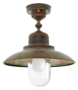Moretti Luce Venkovní stropní svítidlo Turino, IP44, mosaz, sklo, Ø 30 cm, stmívatelný, Bronz / starožitná mosaz, Mosaz, Námořnický
