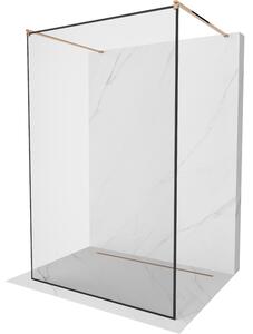 Mexen Kioto, průchozí sprchová zástěna 100 x 200 cm, 8mm sklo čiré/černý vzor, 2x růžové zlato stabilizační rozpěra, 800-100-002-60-70