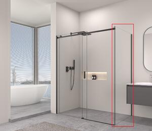 Erga Lynn, pevná stěna pro sprchový kout 70x195 cm, 8mm čiré sklo, černý profil, ERG-V02-LYNN-G070-CL-BK